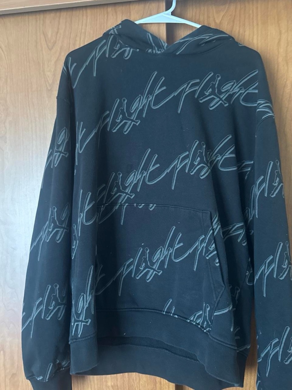 Jordan Black Hoodie with Gray Allover Script